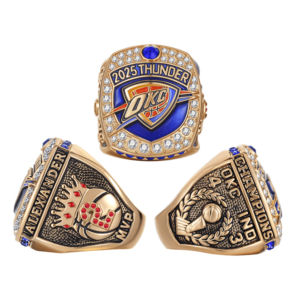 2025 Oklahoma City Thunder Championship Ring,With Wooden Display Box(Fan Version)