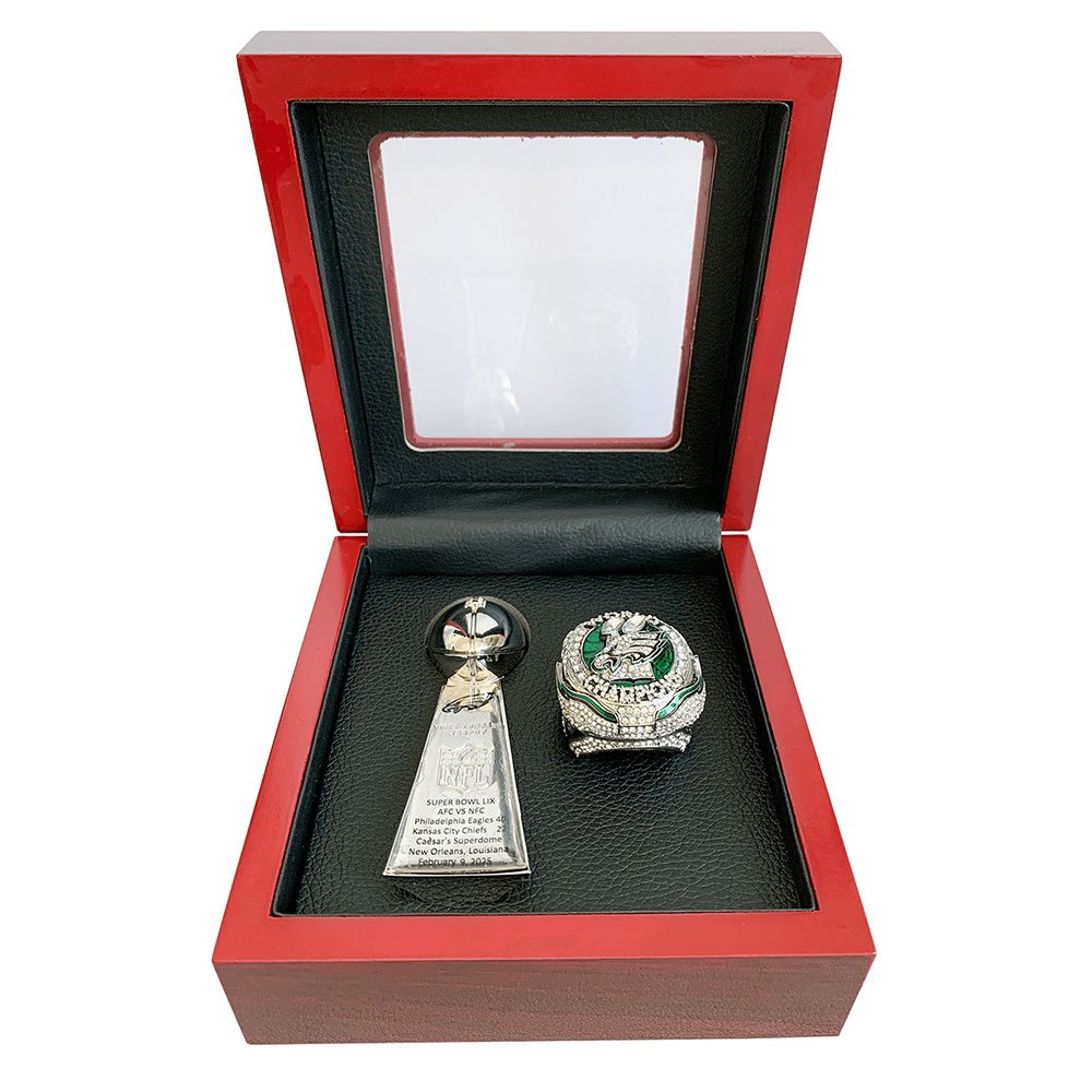 2024-2025 Philadelphia Eagles Championship Ring&Trophy,With Wooden Display Box