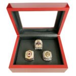 OHIO State Buckeyes 3 Championship Ring Set,With Wooden Display Box