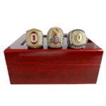 OHIO State Buckeyes 3 Championship Ring Set,With Wooden Display Box