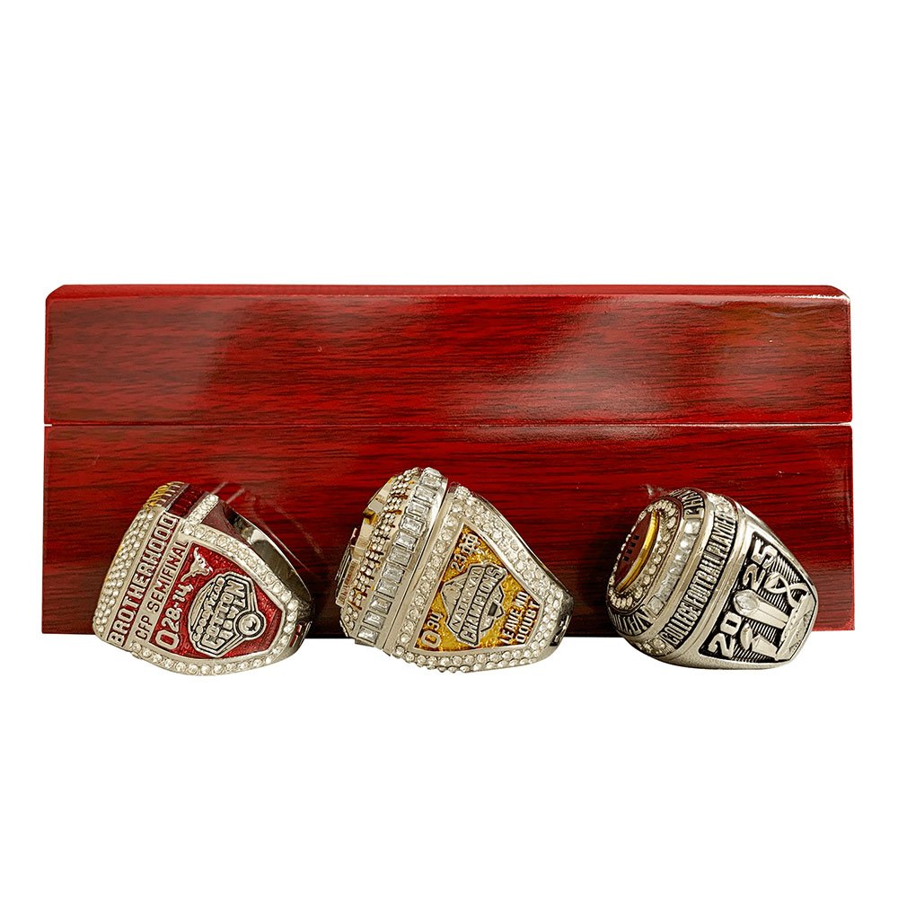 OHIO State Buckeyes 3 Championship Ring Set,With Wooden Display Box