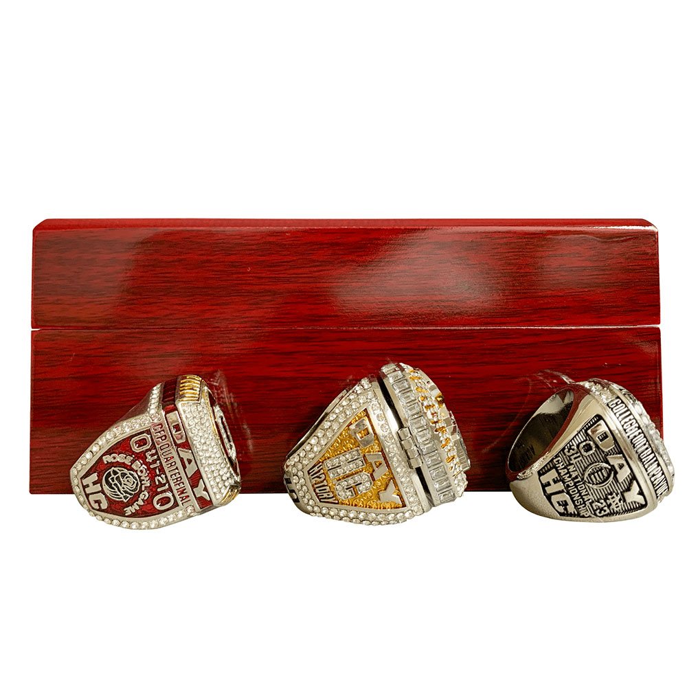 OHIO State Buckeyes 3 Championship Ring Set,With Wooden Display Box