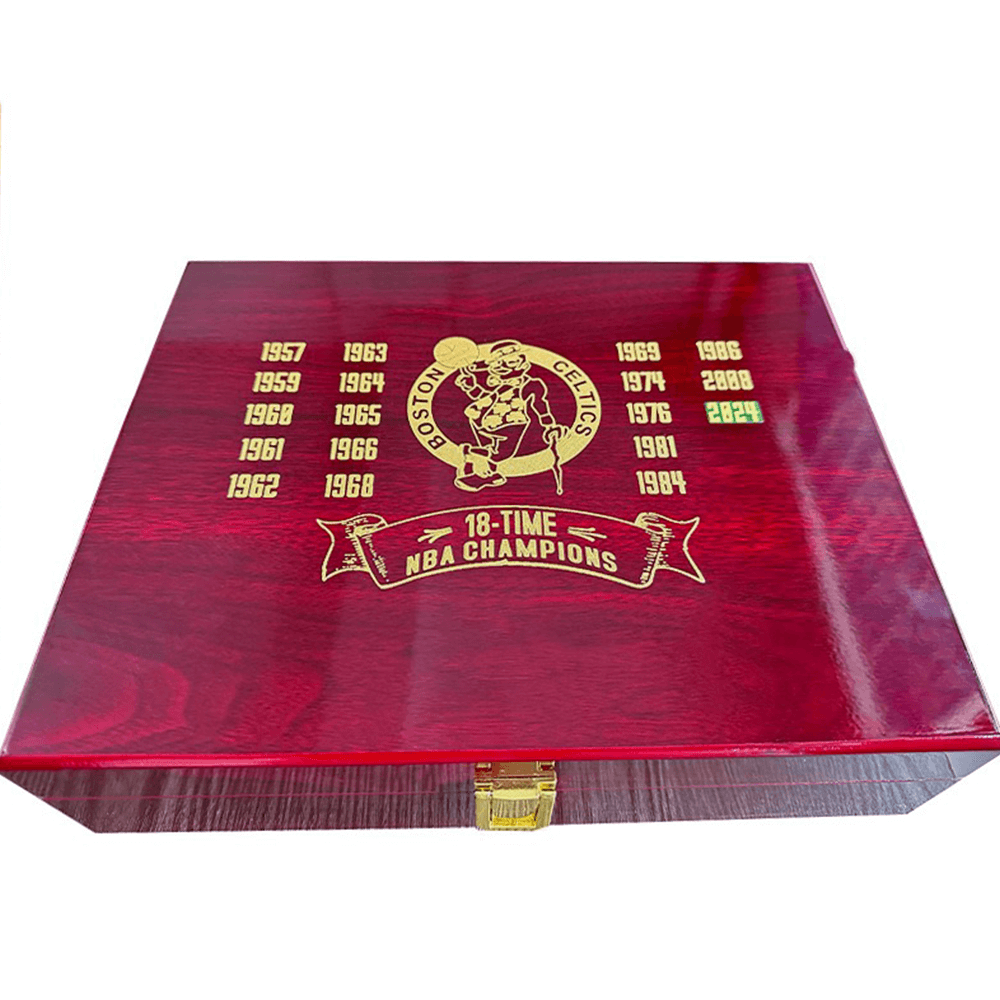 18Pcs Boston Celtics Championship Rings &Trophy Set ,With Wooden Display Box