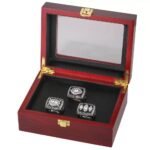 Raiders 1977 1981 1984 Super Bowl Ring Set,With Wooden Display Box