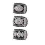 Raiders 1977 1981 1984 Super Bowl Ring Set,With Wooden Display Box